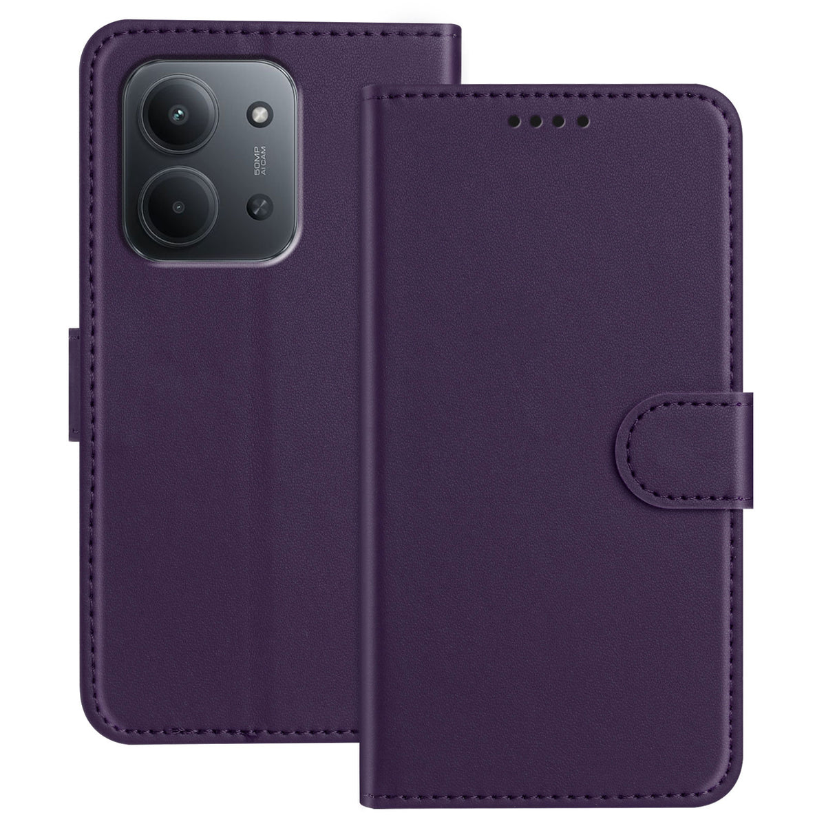 For Xiaomi Redmi 15C 5G (EU) (173mm) / Xiaomi Redmi 15C 4G (EU) (173mm) Leather Case Wallet Stand Solid Color Anti Drop Phone Cover