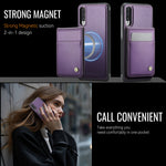 JEEHOOD For Samsung Galaxy A50 Leather Back Cover Magnetic Case  J06 Phone Case with Card Bag RFID Blocking