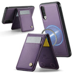 JEEHOOD For Samsung Galaxy A50 Leather Back Cover Magnetic Case  J06 Phone Case with Card Bag RFID Blocking