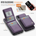 JEEHOOD For Samsung Galaxy A50 Leather Back Cover Magnetic Case  J06 Phone Case with Card Bag RFID Blocking