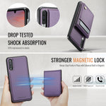 JEEHOOD For Samsung Galaxy A50 Leather Back Cover Magnetic Case  J06 Phone Case with Card Bag RFID Blocking