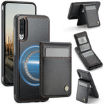 JEEHOOD For Samsung Galaxy A50 Leather Back Cover Magnetic Case  J06 Phone Case with Card Bag RFID Blocking