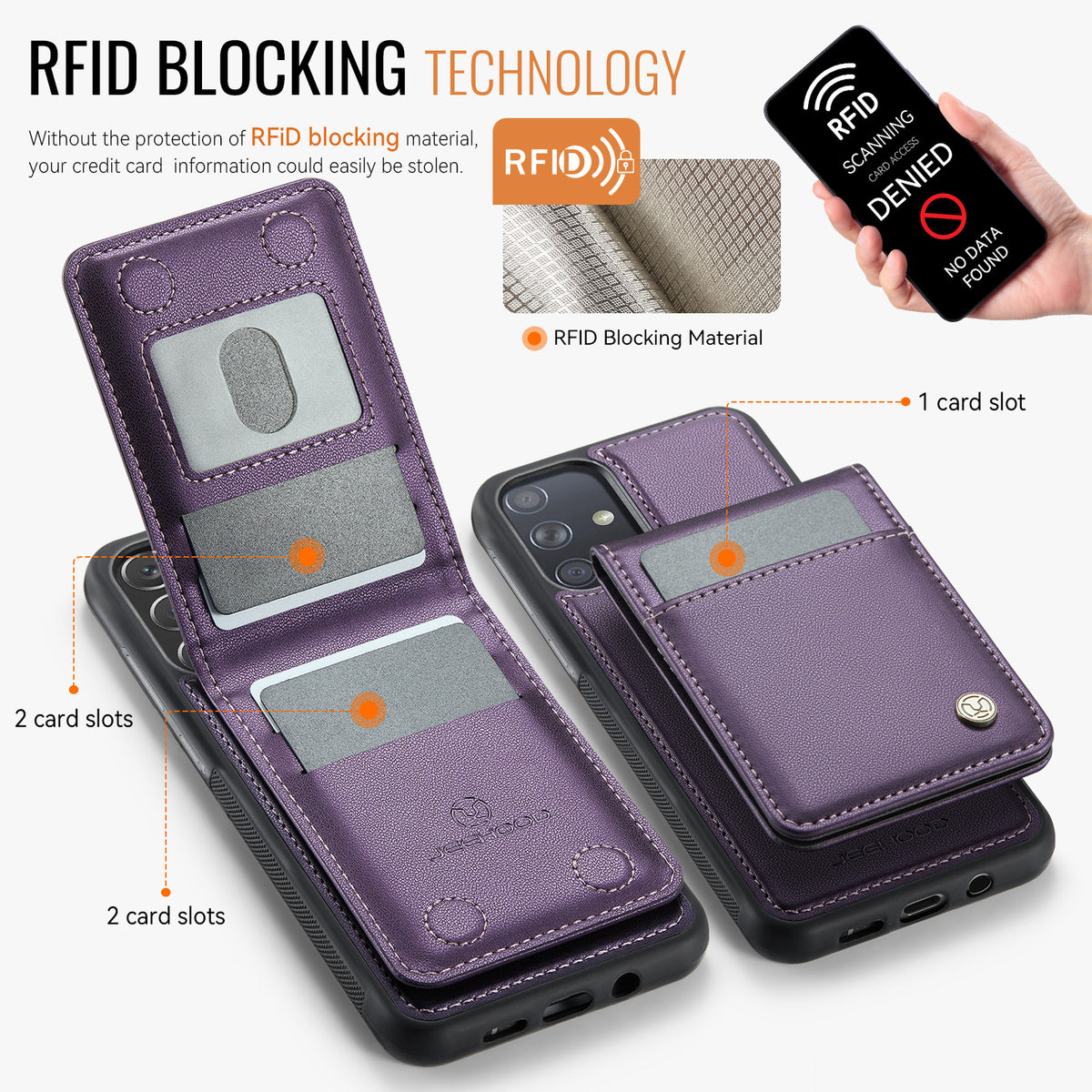 JEEHOOD For Samsung Galaxy A51 4G SM-A515 Leather Back Cover Magnetic Case J06 Phone Case with Card Bag RFID Blocking