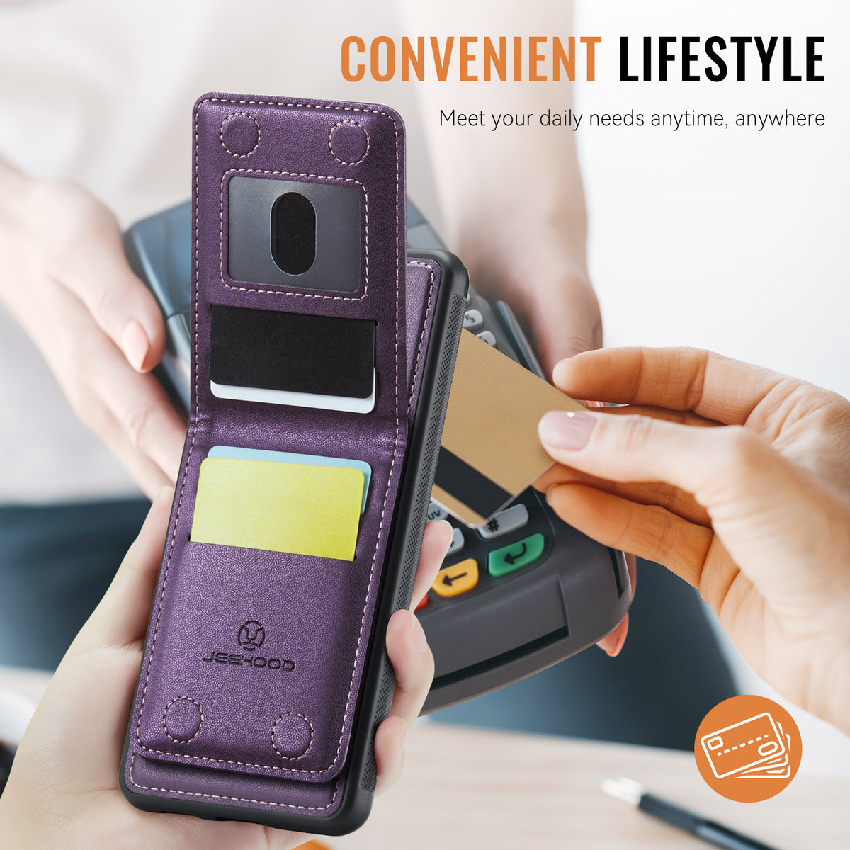 JEEHOOD For Samsung Galaxy A51 4G SM-A515 Leather Back Cover Magnetic Case J06 Phone Case with Card Bag RFID Blocking