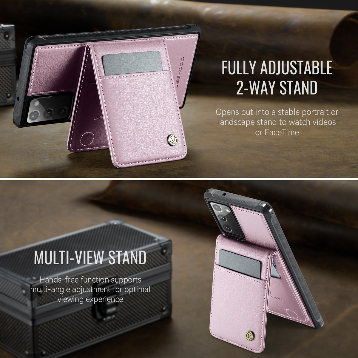 JEEHOOD For Samsung Galaxy Note20 Leather Back Cover Magnetic Case  J06 Phone Case with Card Bag RFID Blocking