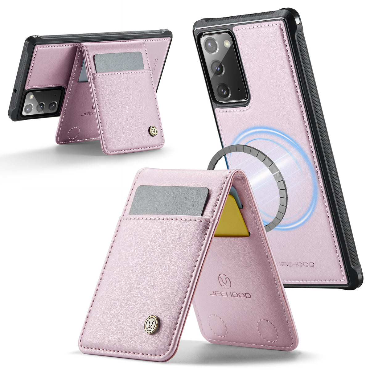 JEEHOOD For Samsung Galaxy Note20 Leather Back Cover Magnetic Case  J06 Phone Case with Card Bag RFID Blocking