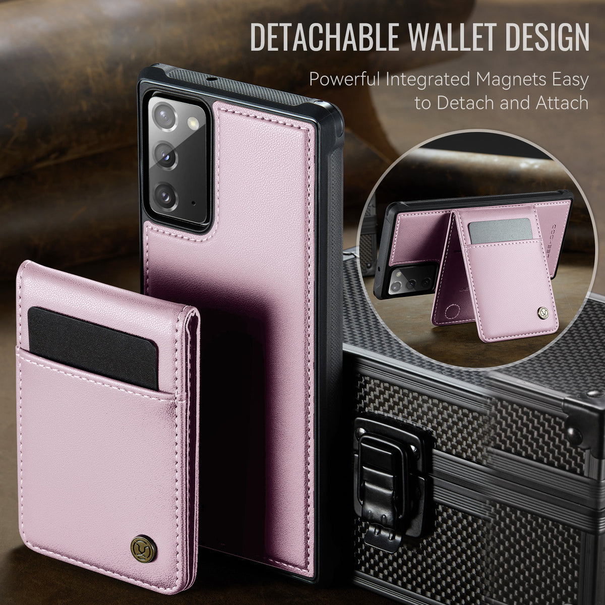 JEEHOOD For Samsung Galaxy Note20 Leather Back Cover Magnetic Case  J06 Phone Case with Card Bag RFID Blocking