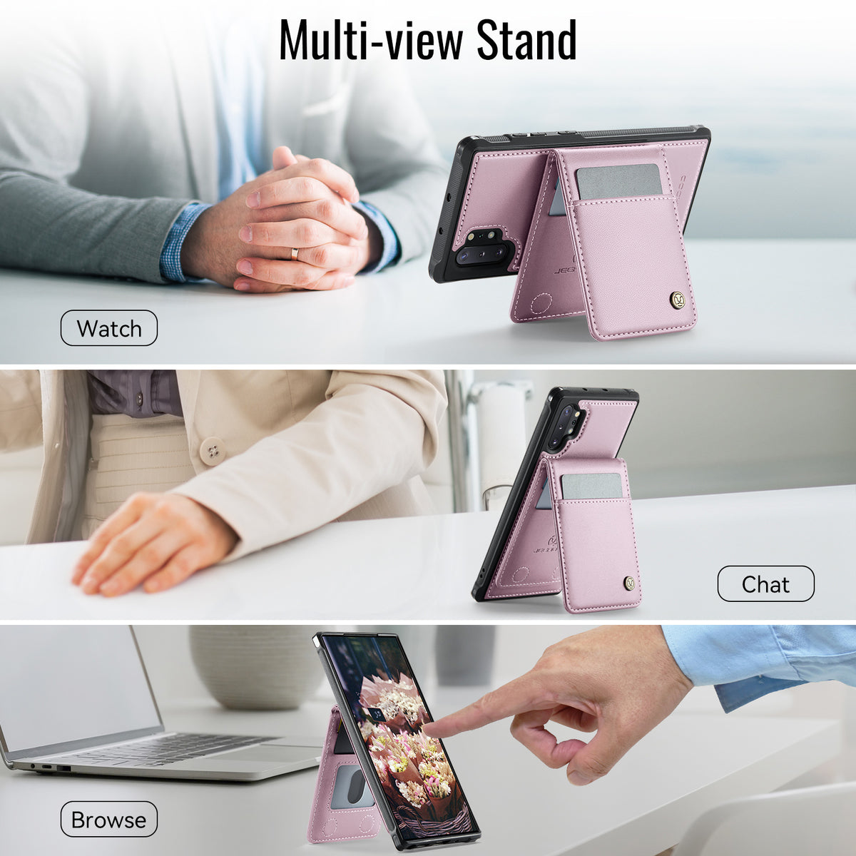 JEEHOOD Til Samsung Galaxy Note 10 Plus 5G Bagcover i læder Magnetisk etui J06 Telefoncover med kortlomme RFID-blokerende