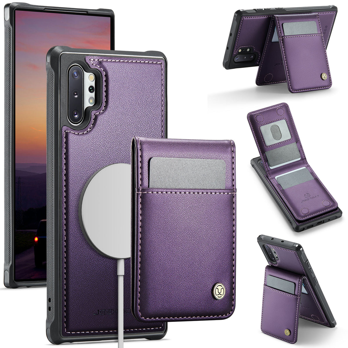 JEEHOOD Til Samsung Galaxy Note 10 Plus 5G Bagcover i læder Magnetisk etui J06 Telefoncover med kortlomme RFID-blokerende