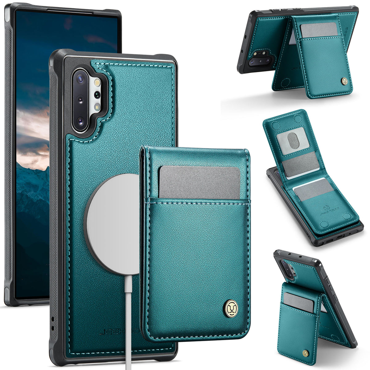 JEEHOOD Til Samsung Galaxy Note 10 Plus 5G Bagcover i læder Magnetisk etui J06 Telefoncover med kortlomme RFID-blokerende