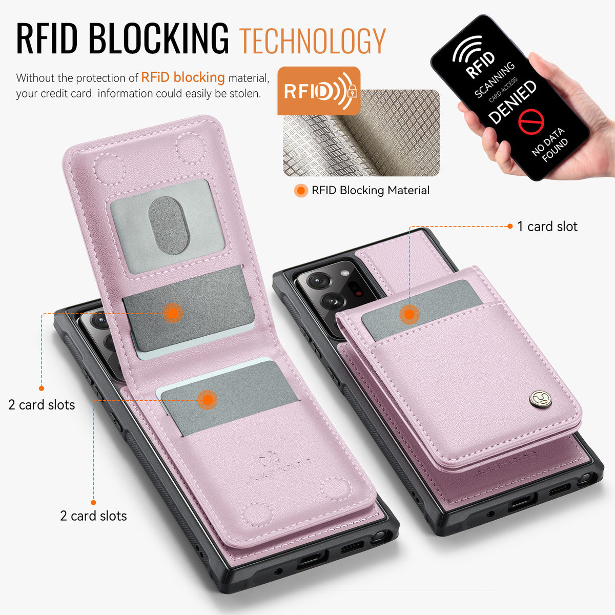 JEEHOOD Til Samsung Galaxy Note20 Ultra Læder Bagcover Magnetisk Etui J06 Telefoncover med Kortlomme RFID-blokering