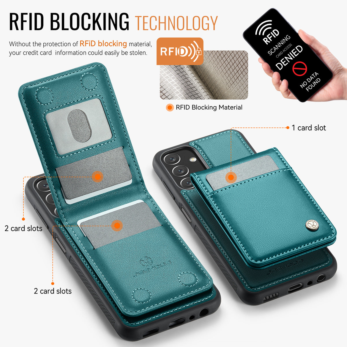 JEEHOOD Til Samsung Galaxy A13 5G / Galaxy A13 4G Læder Bagcover Magnetisk Etui J06 Telefoncover med Kortlomme RFID-blokering