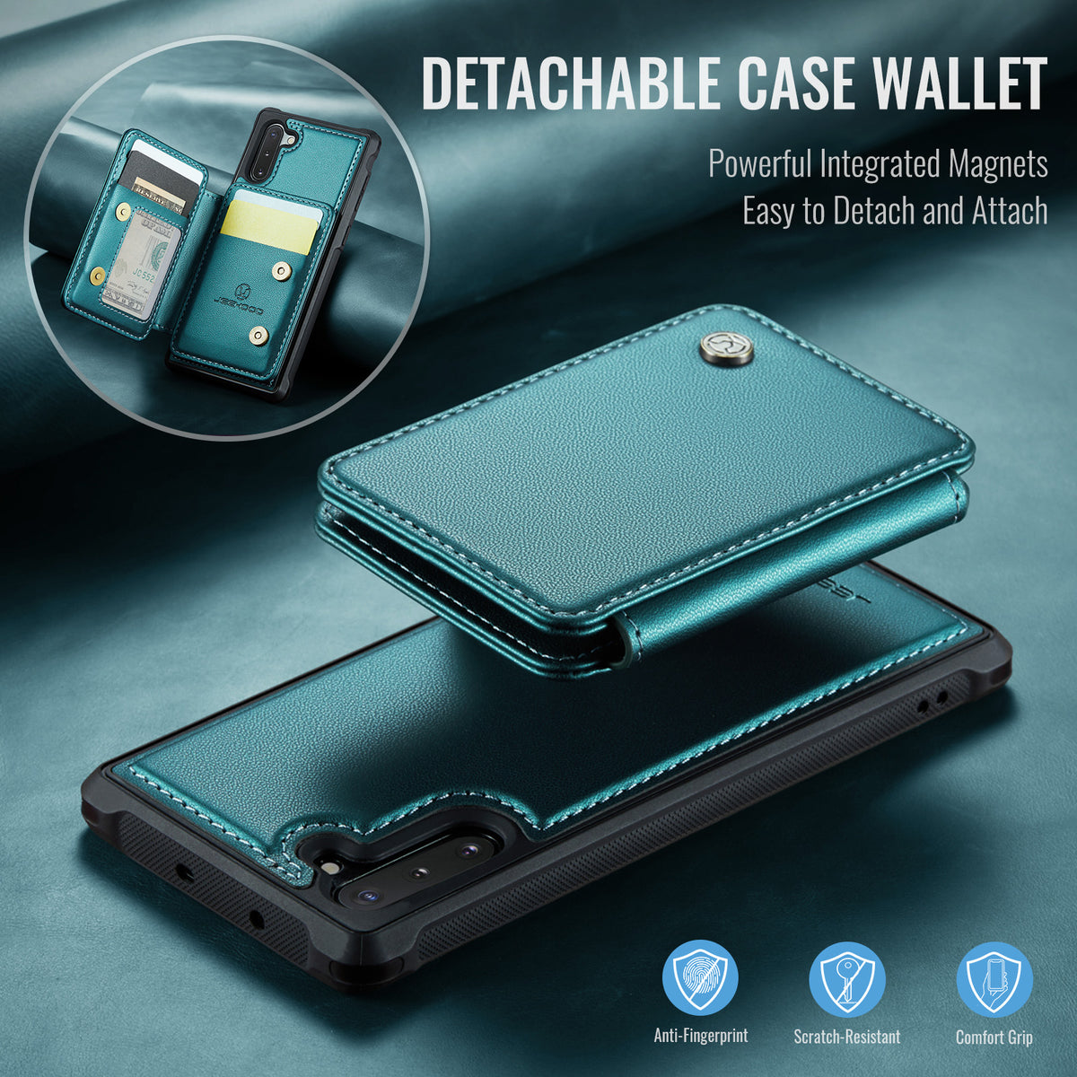 JEEHOOD For Samsung Galaxy Note 10 4G Case J05 Leather Mobile Cover with Detachable Magnetic Card Bag