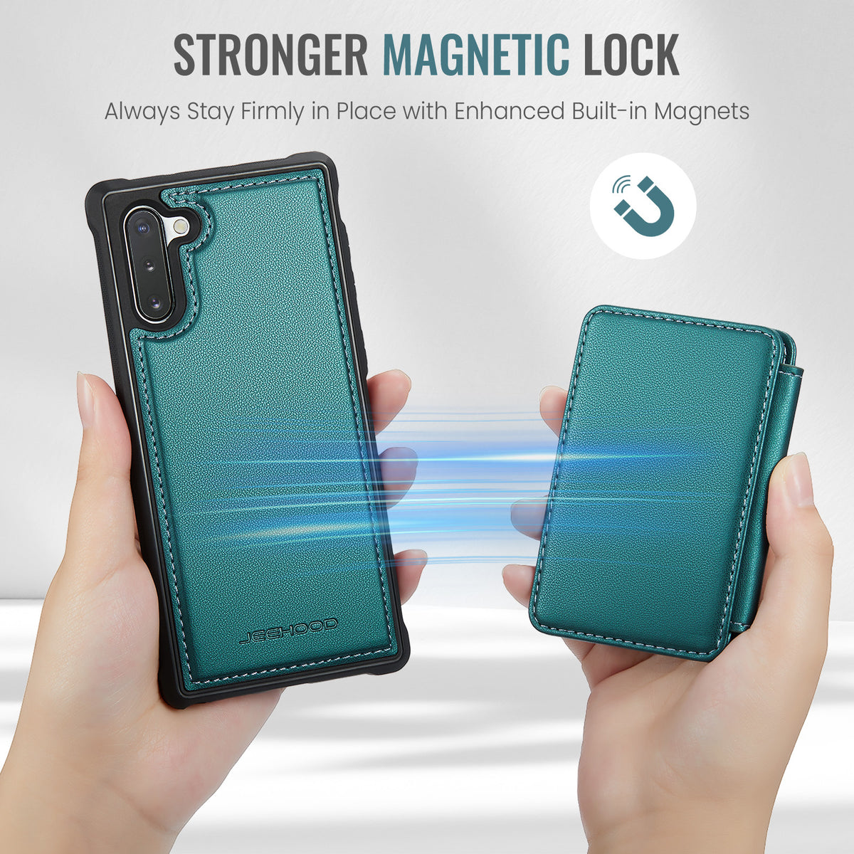 JEEHOOD For Samsung Galaxy Note 10 4G Case J05 Leather Mobile Cover with Detachable Magnetic Card Bag