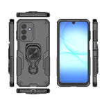 WANLONFENG til Samsung Galaxy A17 5G / A17 4G telefoncover PC TPU-bagcover støtteben med hærdet glas