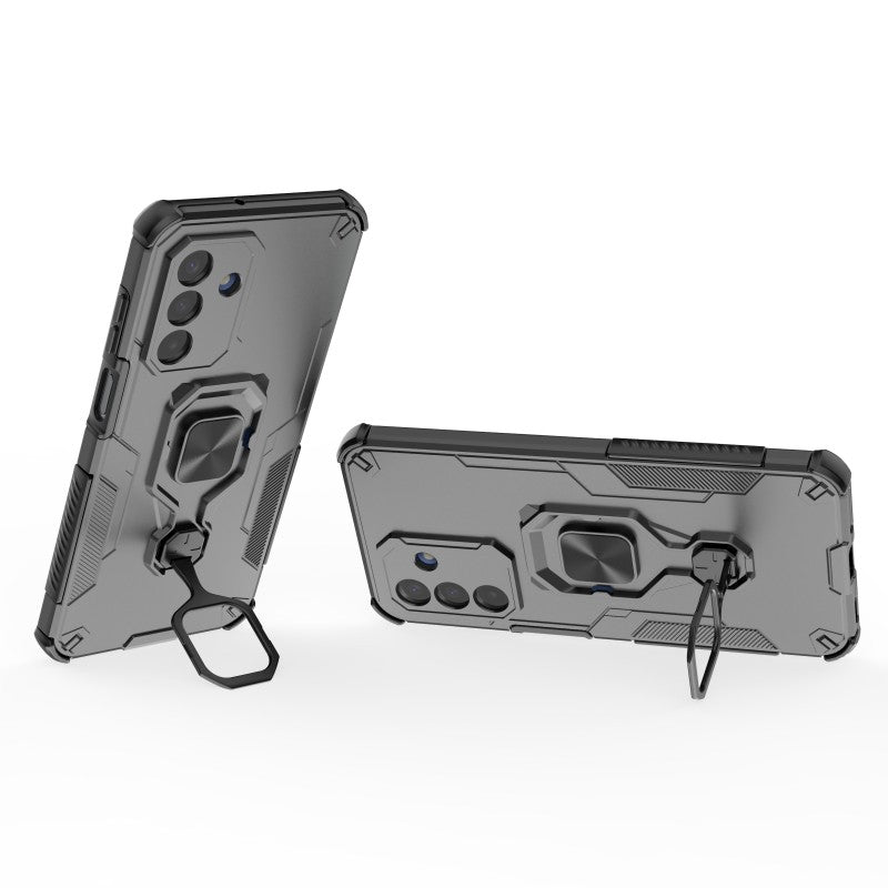WANLONFENG til Samsung Galaxy A17 5G / A17 4G telefoncover PC TPU-bagcover støtteben med hærdet glas
