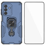 WANLONFENG til Samsung Galaxy A17 5G / A17 4G telefoncover PC TPU-bagcover støtteben med hærdet glas
