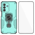 WANLONFENG til Samsung Galaxy A17 5G / A17 4G telefoncover PC TPU-bagcover støtteben med hærdet glas