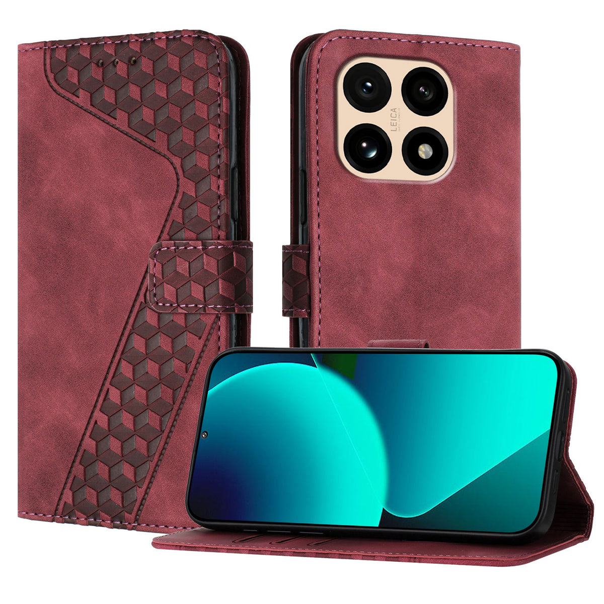 For Xiaomi 15T Leather Case 7-Shaped Pattern Wallet Stand Shockproof Phone Cover