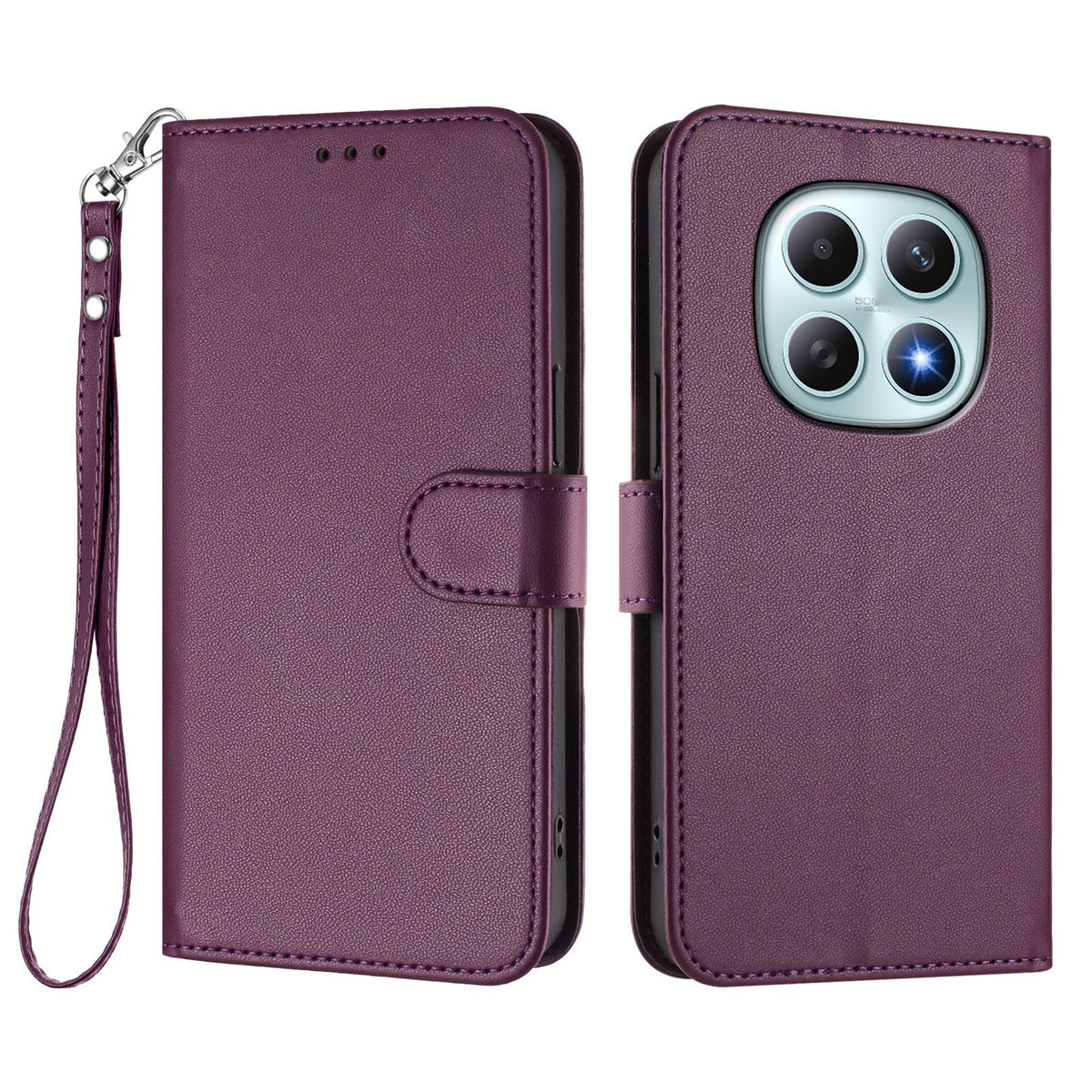 For Xiaomi Poco M8 5G / Redmi Note 15 5G (Global) / 15 4G (Global) Leather Case Wallet Stand Phone Cover with Wrist Strap
