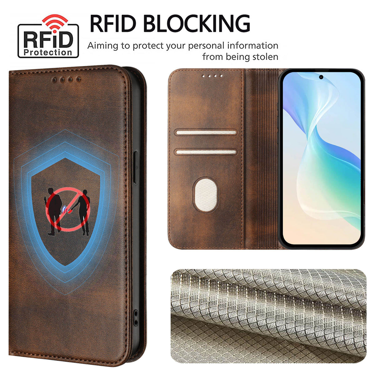 Xiaomi Poco M8 5G / Redmi Note 15 5G (Global) / 15 4G (Global)-tegneboksetui i retrostruktureret, RFID-blokerende læder