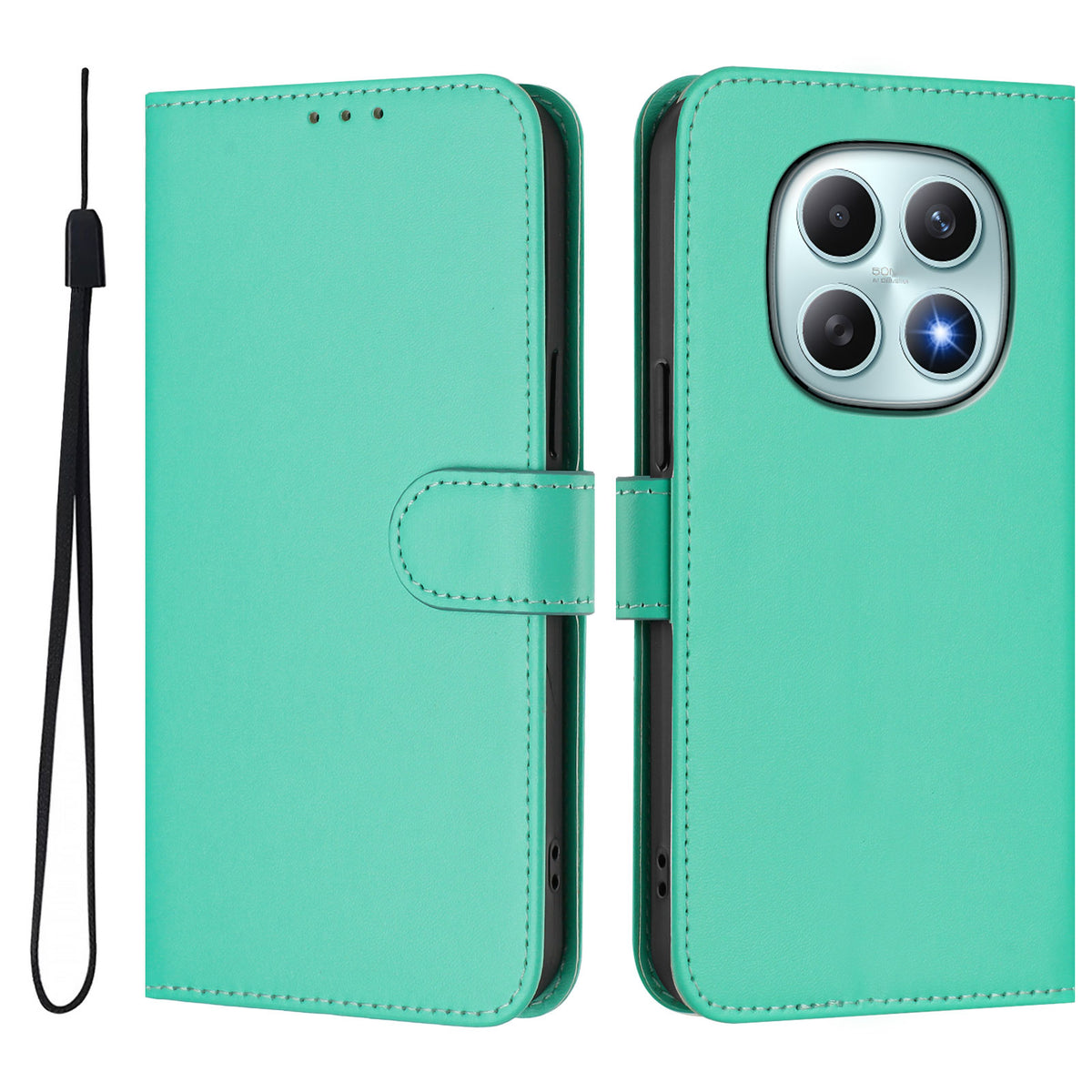 For Xiaomi Poco M8 5G / Redmi Note 15 5G (Global) / 15 4G (Global) Case Solid Color Wallet Leather Phone Cover with Strap