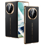 SULADA For Huawei Mate X5 Magnetic Case Genuine Cow Leather Phone Cover with Tempered Glass Screen Protector