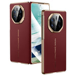 SULADA For Huawei Mate X5 Magnetic Case Genuine Cow Leather Phone Cover with Tempered Glass Screen Protector