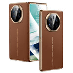 SULADA For Huawei Mate X5 Magnetic Case Genuine Cow Leather Phone Cover with Tempered Glass Screen Protector