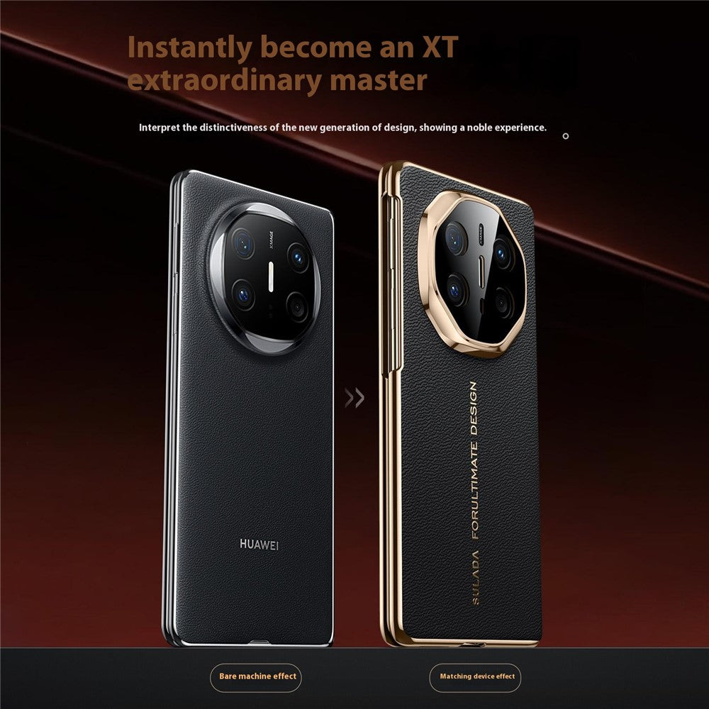 SULADA For Huawei Mate X6 Magnetic Case Genuine Cow Leather Phone Cover with Tempered Glass Screen Protector