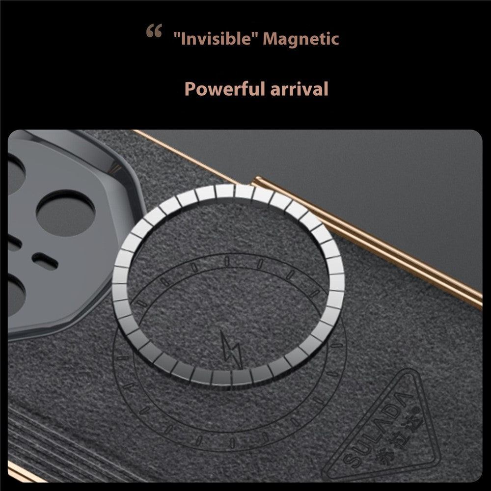 SULADA For Huawei Mate X6 Magnetic Case Genuine Cow Leather Phone Cover with Tempered Glass Screen Protector