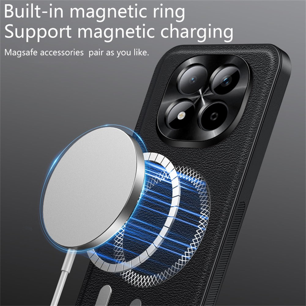 For Xiaomi Redmi Note 15 Pro 5G (Global) Magnetic Case PU TPU PC Phone Back Cover with Metal Lens Frame