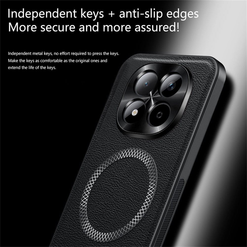 For Xiaomi Redmi Note 15 Pro 5G (Global) Magnetic Case PU TPU PC Phone Back Cover with Metal Lens Frame