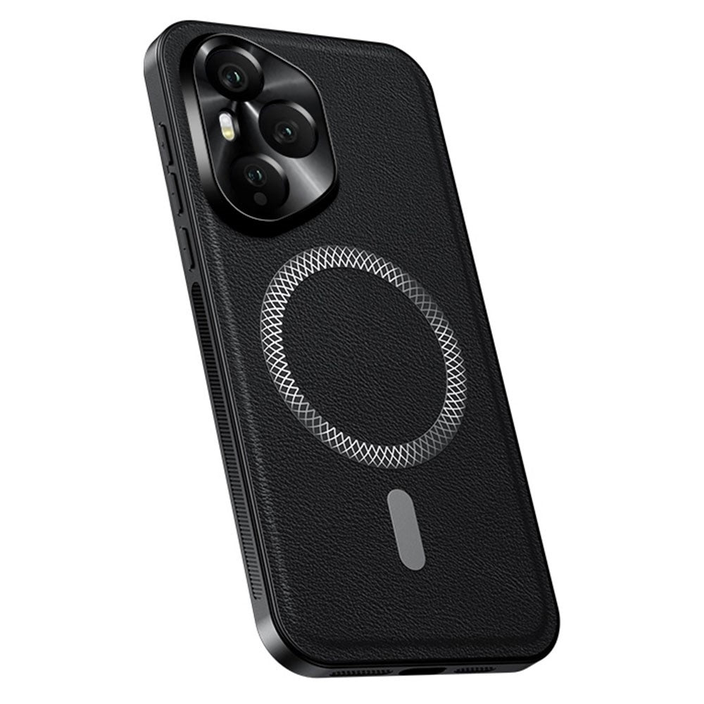 For Honor 400 Pro 5G (Global) Magnetic Case PU TPU PC Phone Back Cover with Metal Lens Frame