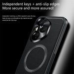 For Honor 400 Pro 5G (Global) Magnetic Case PU TPU PC Phone Back Cover with Metal Lens Frame