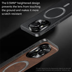 For Honor 400 Pro 5G (Global) Magnetic Case PU TPU PC Phone Back Cover with Metal Lens Frame