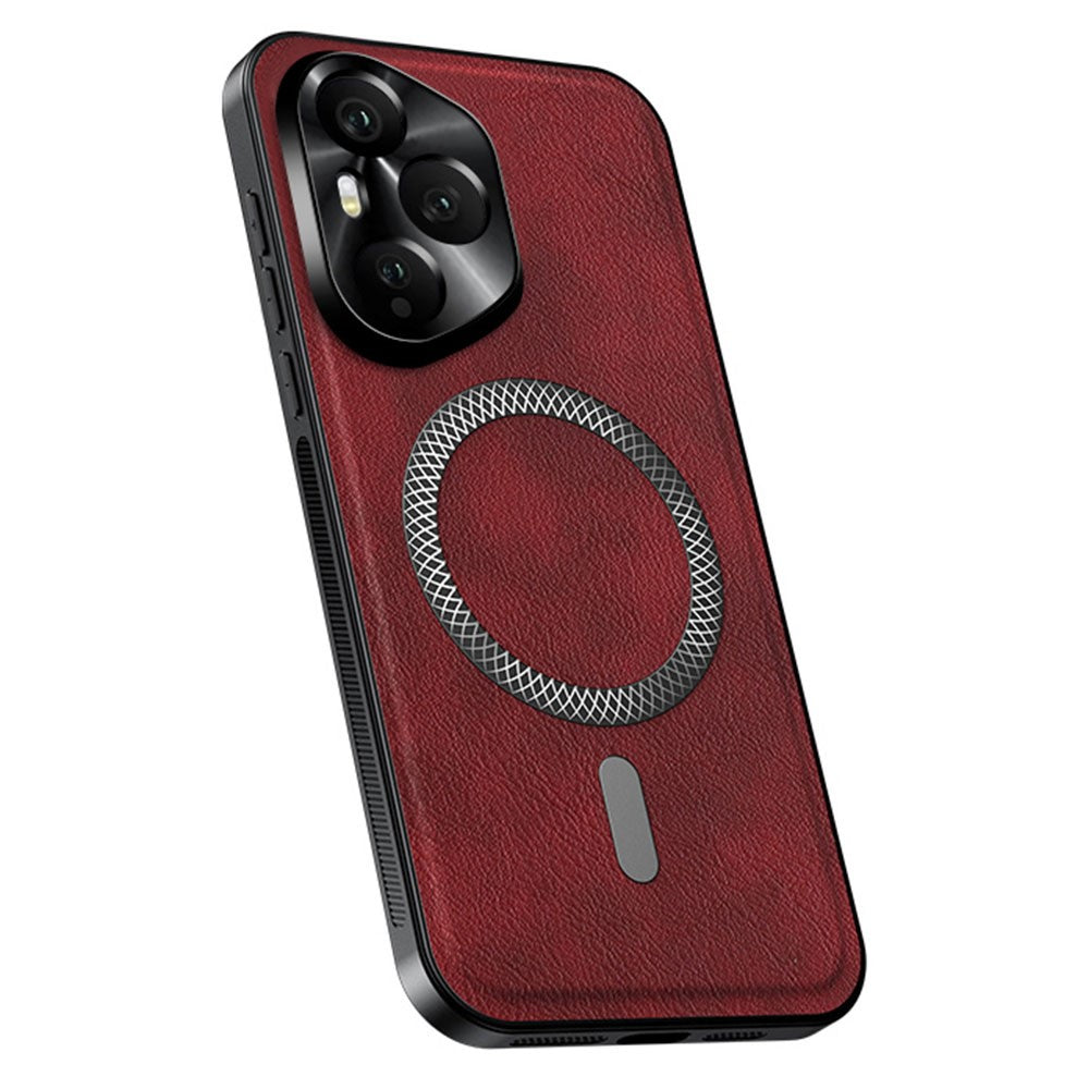 For Honor 400 Pro 5G (Global) Magnetic Case PU TPU PC Phone Back Cover with Metal Lens Frame