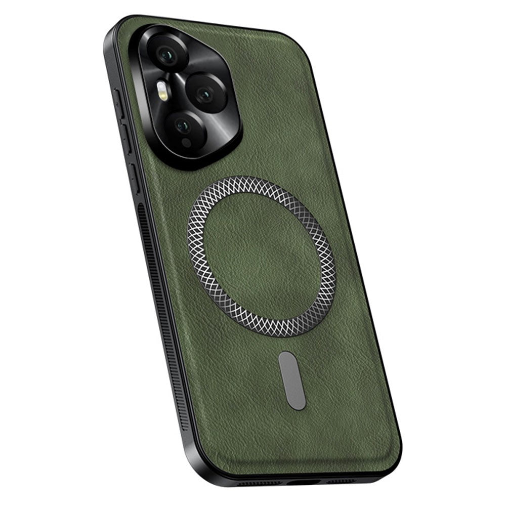 For Honor 400 Pro 5G (Global) Magnetic Case PU TPU PC Phone Back Cover with Metal Lens Frame