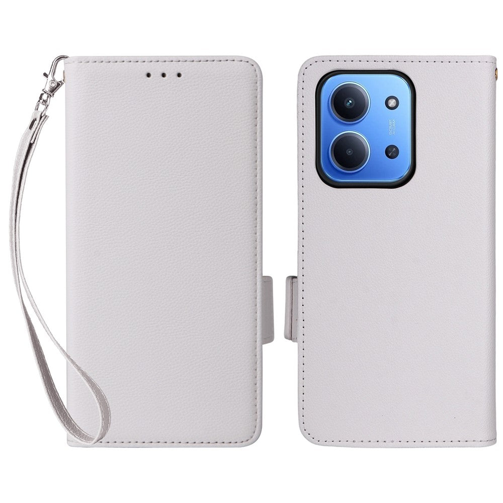 Leather Case for Xiaomi Redmi 15C 4G (EU) (173mm) / 15C 5G (EU) (173mm) / Poco C85 4G (173mm) Litchi Texture Wallet Phone Cover with Wrist Strap