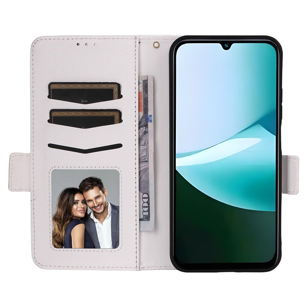 Leather Case for Xiaomi Redmi 15C 4G (EU) (173mm) / 15C 5G (EU) (173mm) / Poco C85 4G (173mm) Litchi Texture Wallet Phone Cover with Wrist Strap