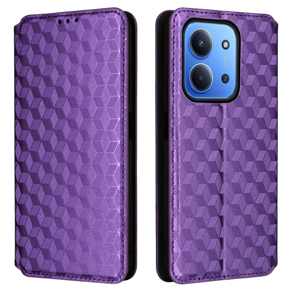Læderetui til Xiaomi Redmi 15C 4G (EU) (173 mm) / 15C 5G (EU) (173 mm) / Poco C85 4G (173 mm), pungformet rhombuspræget mobilcover