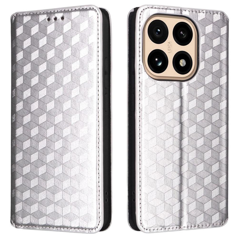 For Xiaomi 15T Case Wallet Rhombus Imprinted Leather Phone Cover