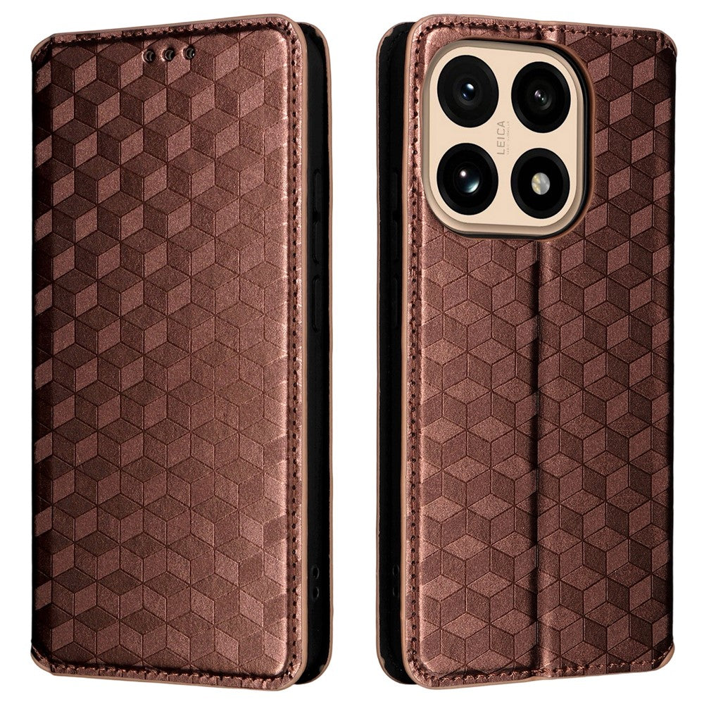 For Xiaomi 15T Case Wallet Rhombus Imprinted Leather Phone Cover