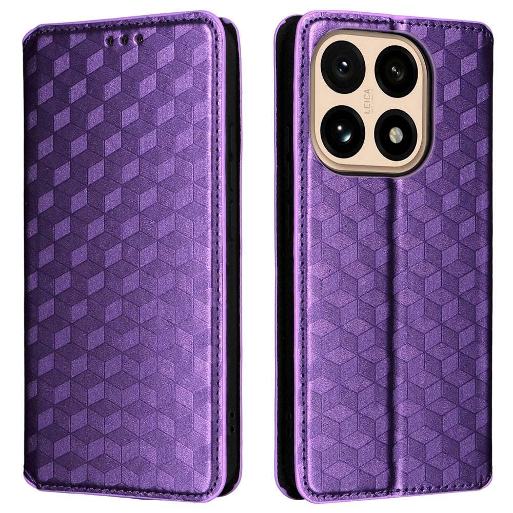 For Xiaomi 15T Case Wallet Rhombus Imprinted Leather Phone Cover