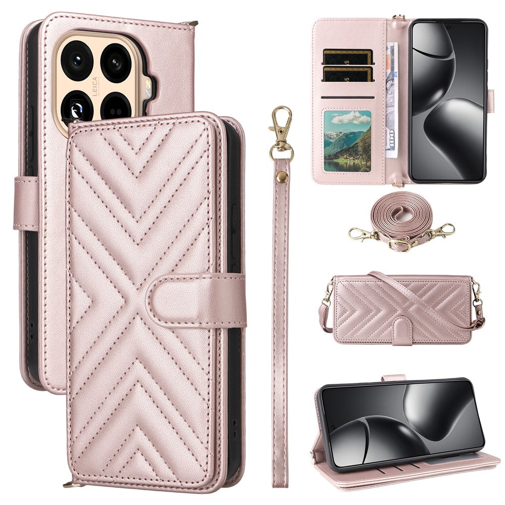 For Xiaomi 15T Pro Case with Shoulder / Wrist Strap Leather Phone Cover Stand Wallet