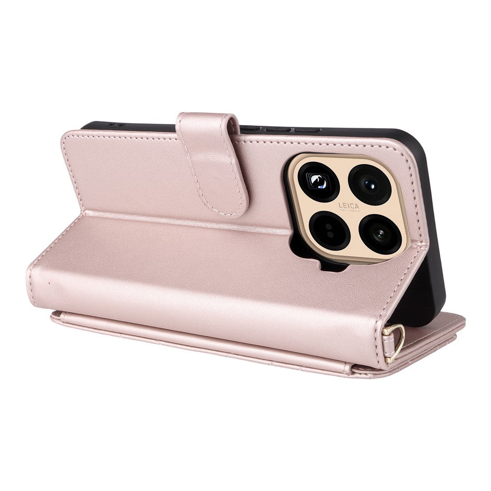 For Xiaomi 15T Pro Case with Shoulder / Wrist Strap Leather Phone Cover Stand Wallet