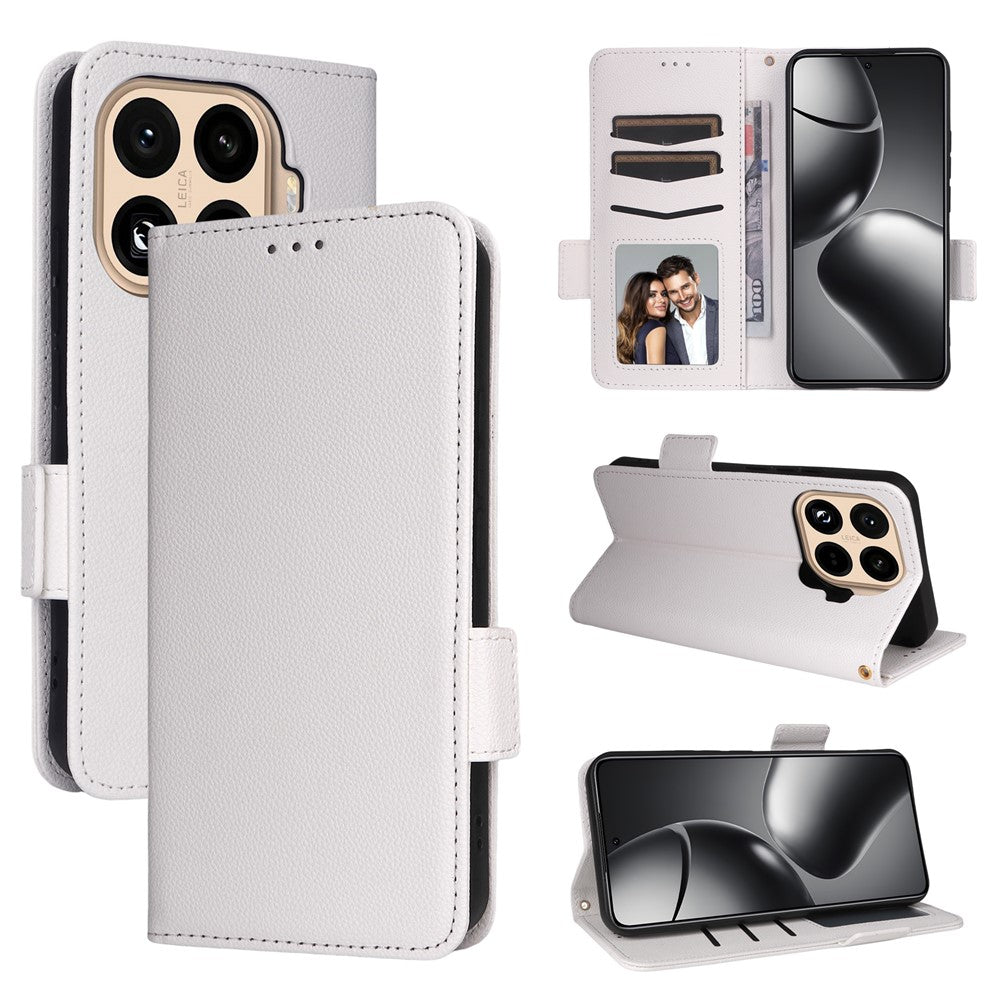 For Xiaomi 15T Pro Case Litchi Texture Wallet Leather Phone Cover with Wrist Strap