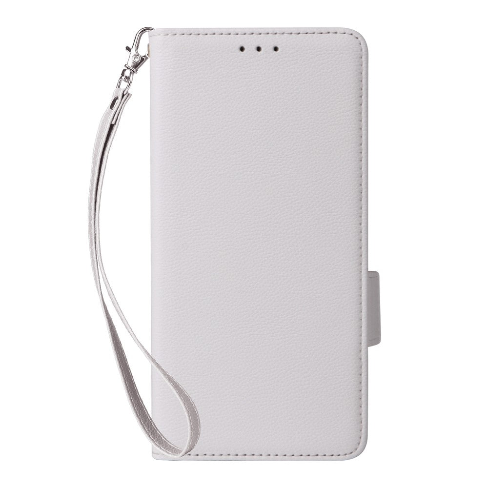 Xiaomi 15T Pro-skal Litchi Texture Plånbokslädermobilskal med handledsrem