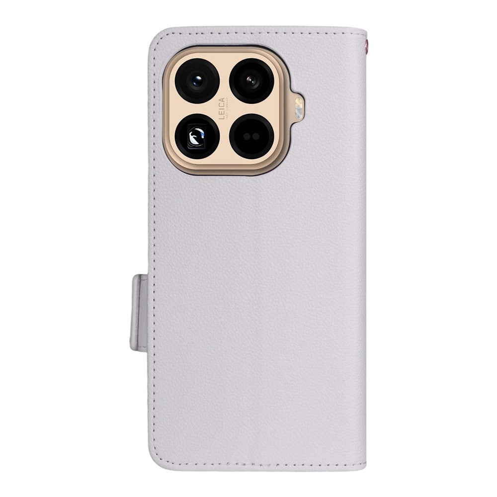 For Xiaomi 15T Pro Case Litchi Texture Wallet Leather Phone Cover with Wrist Strap