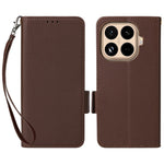 For Xiaomi 15T Pro Case Litchi Texture Wallet Leather Phone Cover with Wrist Strap